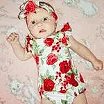 Enfant, Red, Bambin, Dress, Baby, Textile, Pattern, Headgear, Hair Accessory, Baby & Toddler Clothing, Plante, Sleeve, Fleur, Floral Design, Baby Products