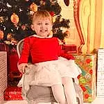 Assis, Fille, NoÃ«l, Jambe, Debout, Shoulder, Bambin, Textile, Holiday, Meubles, Enfant, Sourire, Tights, Happiness, Christmas Decoration, Chair, Pattern, Personne, Joy