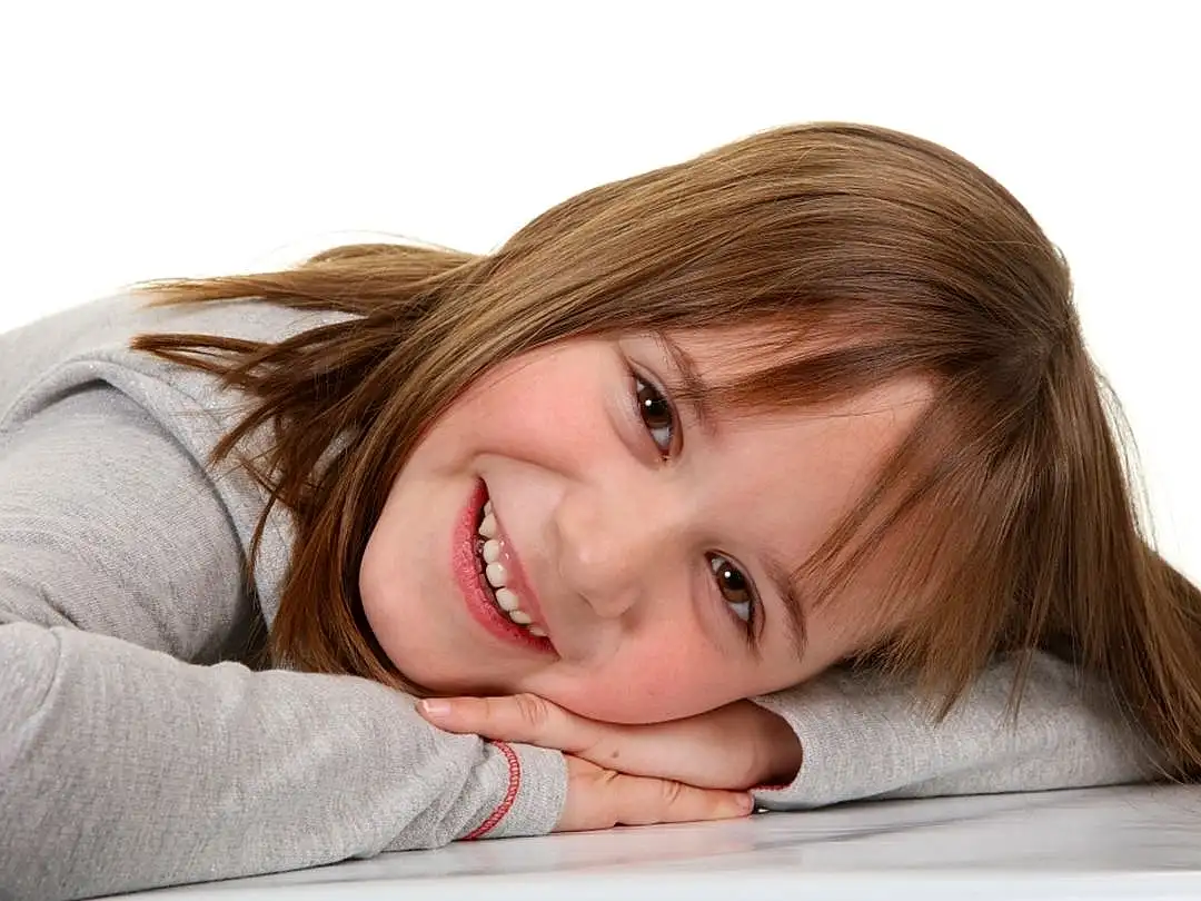 Enfant, Forehead, Fille, Sourire, Brown Hair