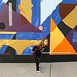 Bleu, Art, Mural, Wall, Orange, Line, Visual Arts, Modern Art, Design, Street Art, Graphic Design, Pedestrian, Photography, Tints And Shades, Shadow, Pattern, Illustration, World, Graphics, Personne, Joy