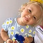 Peau, Coiffure, Sourire, Sleeve, Baby & Toddler Clothing, Yellow, Iris, Happy, Bambin, T-shirt, Fun, Pattern, Enfant, Electric Blue, Headpiece, Headband, Baby, Costume Hat, Linens, Personne, Joy