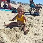 Plage, Sourire, People On Beach, Ciel, Bambin, Fun, Leisure, Recreation, People In Nature, Soil, Shorts, Holiday, Happy, Sand, Assis, T-shirt, Landscape, Vacation, Enfant, Ocean, Personne, Joy