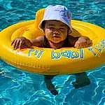 Baby Float, Inflatable, Fun, Yellow, Games, Eau, Leisure, Lifejacket, Recreation, Lifebuoy, Baby Products, Personal Protective Equipment, Sourire, Jouets, Swimming, Tubing, Personne, Headwear