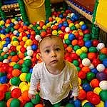 Ball Pit, Photograph, Baby, Yellow, Fun, Bambin, Leisure, Baby Playing With Toys, Enfant, Aire de jeux, People, Human Settlement, Play, Happy, Baballe, Jouets, Recreation, Personne, Surprise