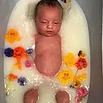 Joue, Bras, Mouth, Jambe, Stomach, Fluid, Baby Bathing, Baby, Bathing, Rose, Finger, Bambin, Chest, Enfant, Baby & Toddler Clothing, Bathtub, Baby Products, Nail, Trunk, Personne
