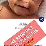 Nez, Joue, Chin, Sourire, Eyebrow, Facial Expression, Eyelash, Happy, Publication, Font, Material Property, Baby, Bambin, Book, Beauty, Baby Laughing, Advertising, Enfant